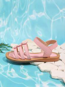 1 Pair Sweet Girls Pearl Flower Decor Holiday Sandals