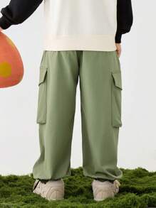 mini bala Kids' Fashion Straight Pants, Stylish Outdoor Tousers - Army Green - View 3