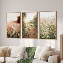 Set de 3 piezas, Fotografía de flores silvestres Paisaje natural Viaje Artes de pared, Arte de bosque nórdico verde, Impresiones de arte botánico, Carteles de lienzo de estilo rústico, Decoración de pared rústica, Decoración de primavera, Arte para sala de estar, dormitorio, oficina, cafetería, bar, pasillo, dormitorio, decoración del hogar y la habitación, sin marco - Verde Oliva - Ver 6