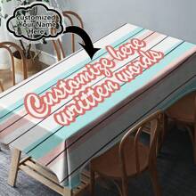 Customizable Text Tablecloth, Made Of Polyester Woven Fabric, Machine-Made, Family Name Customizable, Perfect For Home And Dining Room Decor, Suitable For All Seasons - Multicolor - View 12