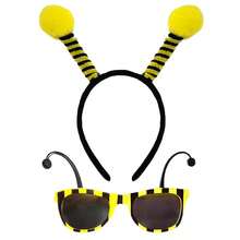 2个装男女通用蜜蜂头箍 - 眼镜 - 适合各种节日庆典、派对装扮和角色扮演 - 黃色 - 查看 6