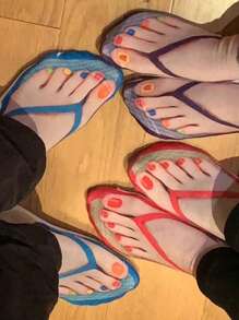 1 pereche de flip-flops amuzanți cu model 3D șosete populare unisex, cadouri, zilnic