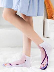 1 pereche de flip-flops amuzanți cu model 3D șosete populare unisex, cadouri, zilnic