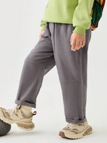mini bala Kids' Loose-Fit Tapered Pants, Casual Outdoor Spring Wear - Iron Gray - View 2