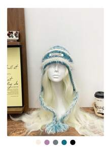 1pc Solid Color Fleece Knit Hat, Suitable For Outdoor Wear In Autumn/Winter - Multicolor - View 7