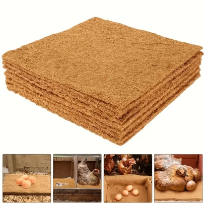 1-Pack Coir Chicken Nest Box Liners, 9.8"-11.8" Square, Soft & Absorbent Hen Nesting Pads, Poultry Coop Bedding, Ideal For Laying Hens