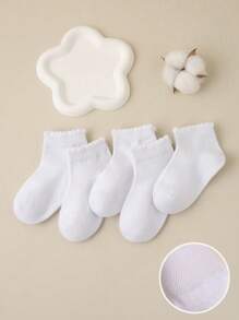 5/20/30 Pairs Children Summer Thin Mesh Socks, Pure White Lace Rim Seamless Socks For Students - White - View 2