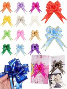 20pcs/Pack Gold Edged Butterfly Pull Bows, Self-Forming, Suitable For Wedding Car Decoration, Gift Box Packaging, Bowknot Ribbon, Wedding Ceremony, Wedding Car Door Handle Butterfly Decor, Various Festival Party Decoration Pull Bows