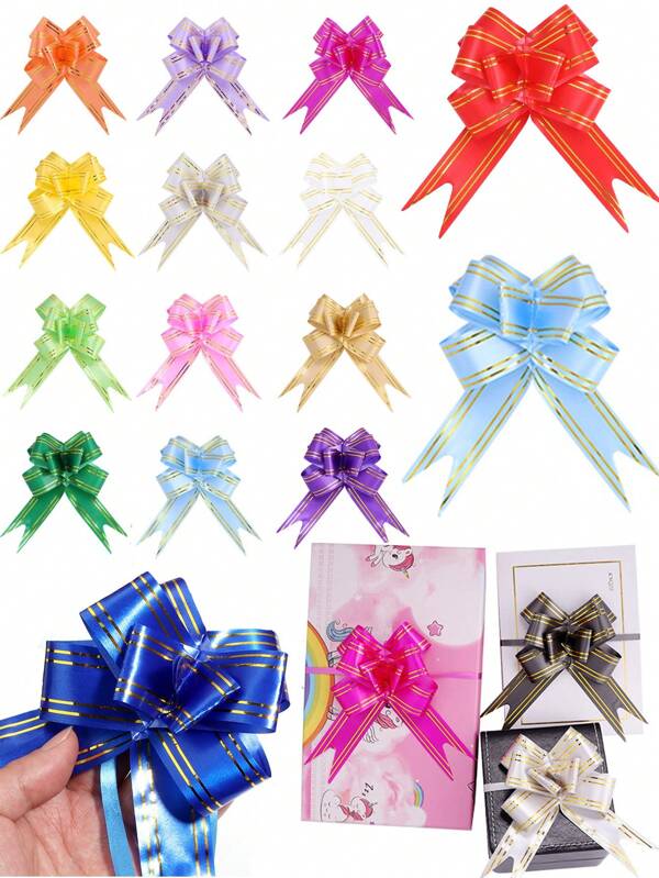 20pcs/Pack Gold Edged Butterfly Pull Bows, Self-Forming, Suitable For Wedding Car Decoration, Gift Box Packaging, Bowknot Ribbon, Wedding Ceremony, Wedding Car Door Handle Butterfly Decor, Various Festival Party Decoration Pull Bows