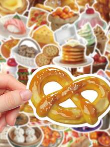 50 unidades Pegatinas de comida deliciosa, decorativas para equipaje, refrigerador, escritorio, tableta, diario, cuaderno, portátil, fundas de teléfono