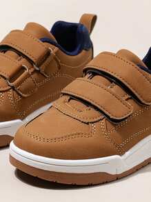 1 Pair Kids Double Strap Flat Non-Slip Sports Shoes, Casual Wear For Boys & Girls