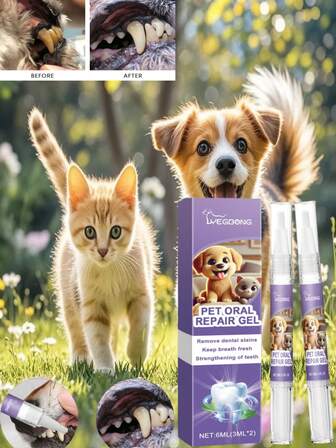 Pet Oral Care Gel, Removes Odor & Plaque, Freshens Oral Hygiene For Cats & Dogs