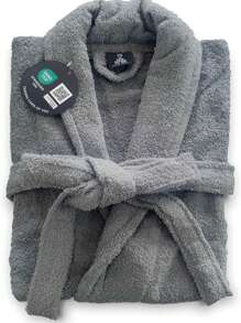 Shoppe house - Albornoz Baño para Mujer y Hombre 90% Algodón y 10% Poliester, Albornoz Unisex de Ducha Secado Rápido Ideal para Spa, Piscina y Gimnasio - Gris - Ver 1