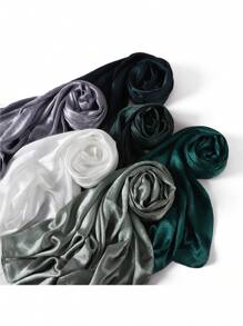 1 Piece Crepe Silk Satin Solid Color Scarves Luxury Bandana Headband Headscarf Shawl Chic Woman Turban Hijabs Rectangular Scarf For Women Veiled Clothes