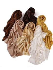 1 Piece Crepe Silk Satin Solid Color Scarves Luxury Bandana Headband Headscarf Shawl Chic Woman Turban Hijabs Rectangular Scarf For Women Veiled Clothes