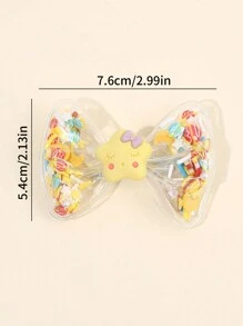 2 件黄色蝴蝶结发夹，儿童布艺星星和月亮蜜蜂装饰蝴蝶结发夹，时尚鳄鱼夹幼儿发饰复活节派对礼物 - 彩色 - 查看 8