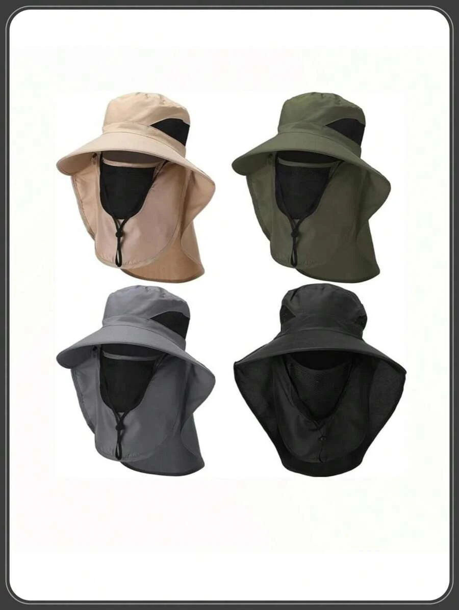 女式宽边防晒渔夫帽 UPF 50+ 渔夫帽和沙滩帽，女式渔夫帽，户外防紫外线宽边防晒帽，带面罩和颈罩 - 彩色 - 查看 1