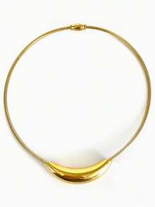 Monlansher 1pc Women's Stainless Steel Pendant Necklace, Fashion Metal Sun Flower & Smiling Face Hollow Curved Tube Pendant Design On Snake Chain, Stylish Layered Necklace