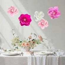 5 bông hoa giấy kích thước 30cm và 25cm, hoa nhân tạo 3D sống động như thật, thích hợp cho đám cưới, sinh nhật, phông nền cô dâu, trang trí tiệc sinh nhật, phông nền chụp ảnh, trang trí cổng vòm. - hồng + trắng - Xem 4