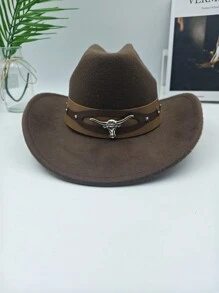 Unisex Western Style Szeroki Rondo Miękki Filcowy Kapelusz, Modny Design Z Paskiem, Nadaje Się Do Aktywności Na Świeżym Powietrzu, Ochrona Przed Słońcem, Urodziny, Festiwale Muzyczne, Imprezy, Idealny Prezent