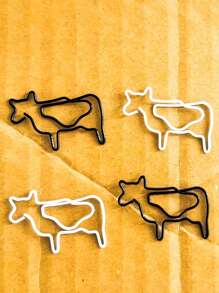 30pcs/50pcs Cute White Or Black Cow Animal Shaped Paper Clips Bookmark For Office Supplies Gifts,Back To School,School Supplies