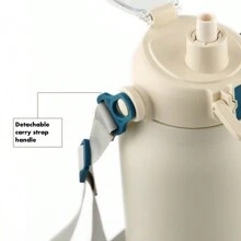 SHOTAY Bình giữ nhiệt cắm trại chân không dung tích lớn bằng thép không gỉ 1500ml/51,24oz, bình nước giữ nhiệt di động có tay cầm đôi có giá đỡ điện thoại ẩn, nắp chống rò rỉ mở một chạm và ống hút, giữ nóng/lạnh cho hoạt động ngoài trời, cắm trại, đi bộ đường dài, lái xe, du lịch - Màu be - Xem 6