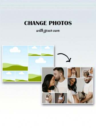 1 Stück personalisierte Leinwand Fotocollage mit Rahmen, Ihre Fotos auf Leinwand Muster, personalisierte Leinwand Wandkunst Collage, dekorative Malerei, geeignet für Valentinstag, Familientreffen, Hochzeit, Wohndekoration - 6 Fotos, mit Rahmen