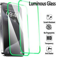2PCS Luminous Light Tempered Glass Screen Protector, Glow In The Dark, Compatible With Compatible With Iphone 16 Pro Max/16 Pro/16 Plus/16/15 Pro Max/14 Pro Max/13/12/11/ Series, Air Bubble, Airbag Anti-Fall Protection, Night Light, Funky Glass