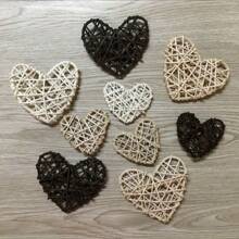 12pcs Handcrafted Rattan Heart Decor Set - Perfect For Home & Festive Ambiance Enhancement, Classic Style