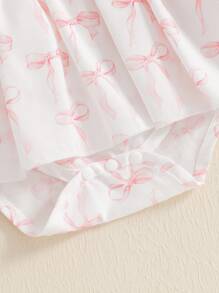 Baby Girl Romper Newborn Dress Long Sleeve Letter Bowknot Doll Collar Bodysuit Ruffle Skirt Cute Spring Clothes - Pink - View 7
