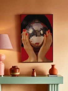 复古艺术帆布家居装饰海报、复古音乐墙面艺术、时尚印刷品、唱片机海报、唱机印刷品、房间装饰、时尚乙烯基、时髦粉色绘画、适用于客厅卧室、其他房间、无框架