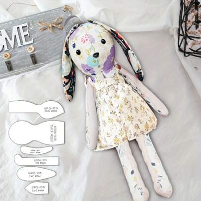 6개 아크릴 템플릿 토끼 공예 만들기 금형, 수제 토끼 인형 퀼팅 템플릿 DIY 봉제 도구, 휴일 생일 장식 선물과 설명서