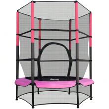 Luxury Mini Trampoline, 4.5ft 55in With Safety Net Enclosure, Indoor Outdoor Activity Trampoline - Pink - View 1