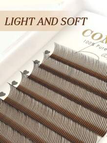 CoMango 12排C/D棕色5D花型假睫毛，蓬松浓密，纤长轻盈，预先扇形排列的睫毛簇，单根假睫毛，假睫毛，仿睫毛 - 棕色 - 查看 4