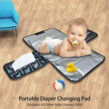 Cambiador de pañales portátil para viajes al aire libre, regalo de bebé nuevo, colchoneta cambiadora de pañales impermeable con bolsillo para toallitas húmedas, diseño bohemio arcoíris y sol, adecuado para bebés recién nacidos niños y niñas