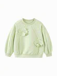 mini bala 女孩长袖运动衫，可爱柔软的春季上衣 - 豆沙綠 - 查看 4