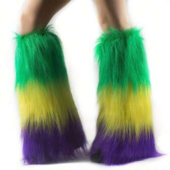 1 Pair Plush Long Leg Warmers, Perfect For Stage & Costume Play, Carnival, St. Patrick's Day, Mardi Gras Parties, Home/Scene Decor, Performance Accessories, Great Mother's Day Gift