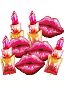 5 个巨型嘴唇和吻印铝箔气球，红色唇膏铝箔气球适用于化妆和单身派对、婚礼、生日、新娘送礼会、周年庆典 - 彩色 - 查看 3