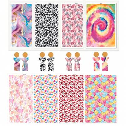 DONQE A Series Of Water Transfer Paper For Valentine's Day Featuring Pink Love Designs Patterns, Making Soft Ceramic Earrings, Double-Sided Water Clay Transfer Stickers DIY Handmade Mold 14.8X10CM