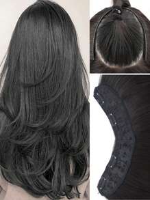 女士假发四夹一体式分层接发（18-28 英寸）合成发 V 形长直夹入式接发日常派对装饰，深棕色