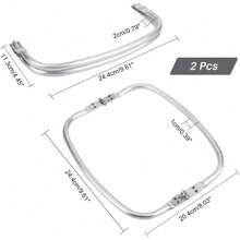 MAGICALCUTDIE 2Pcs 244mm Aluminum Purse Frame Kiss Clasp Internal Tubular Frame Square-Shaped Assembled Bag Clutch Frame For DIY Craft Dinner Pouch Bag, Open 244x204x10mm - 銀色 - 查看 2