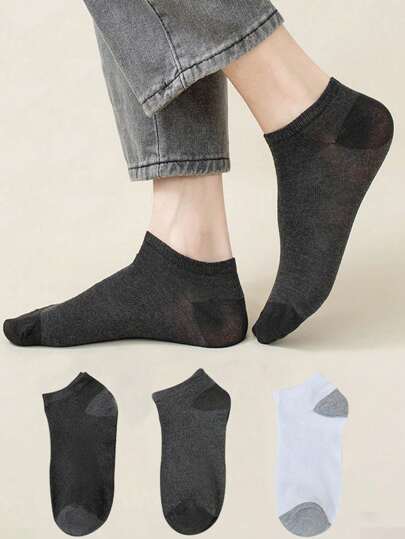 男士薄款撞色短袜，透气防臭低帮船袜，适合夏季运动、跑步和休闲穿着