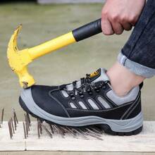 GUYISA 宽钢头耐磨鞋，黑色防压防刺穿全季节徒步工作靴 - 黑色 - 查看 6