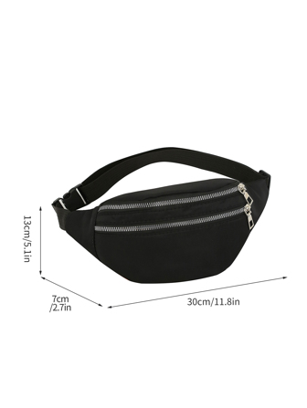 Bolso de cintura mujer minimalista casual, unicolor, multibolsillo, impermeable, estilo bandolera cruzada