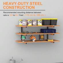 Lumber Rack Wall Mount, Lumber Storage Rack, Heavy Duty Wood Storage Racks With 9-Level System, 1080 Lb Substantial Garage Wood Organizer, Orange Lumber Metal Racks For Indoor And Outdoor (6 PACK) - 6 件裝 - 查看 3