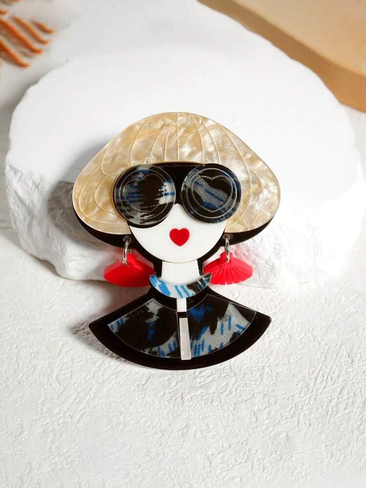 适合日常使用的可爱卡通人物设计，动漫风格胸针，服装装饰时尚配饰，卡通亚克力包袋人物胸针，可爱百搭的女士西装开衫胸花 - 彩色 - 查看 7