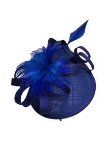 1 件女士迷人帽子羽毛德比茶会帽茶会头带发饰，德比帽迷你帽子小帽子迷你高顶礼帽迷你帽