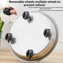 1 pieza Base con rueda para maceta de acero inoxidable, bandeja circular universal con ruedas, bandeja circular móvil - Blanco - Ver 4