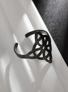 1 Pc Stainless Steel Witch Knot Ring Hollow Celtic Knot Adjustable Open Ring Elegant Fashion Irish Witchcraft Amulet Jewelry