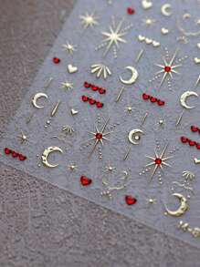 1 件装星星月亮心形指甲饰品贴纸 DIY 艺术 Y2K 风格 3D 美甲装饰贴花